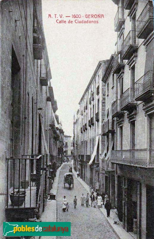 Girona - Carrer Ciutadans. Postal antiga