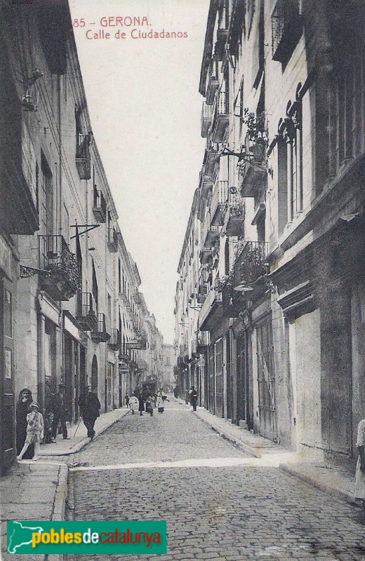 Girona - Carrer Ciutadans. Postal antiga