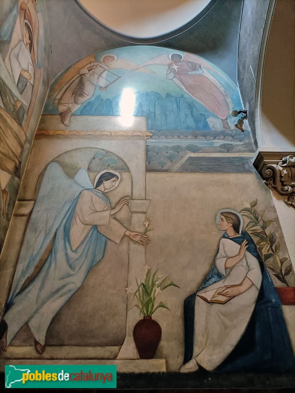 Barcelona - Església de Betlem. Capella de la Verge. Pintures de Llucià Navarro i escultura de Tomàs Bel