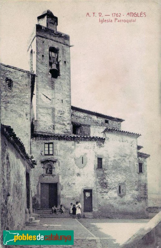 Anglès - Església de Sant Miquel. Postal antiga