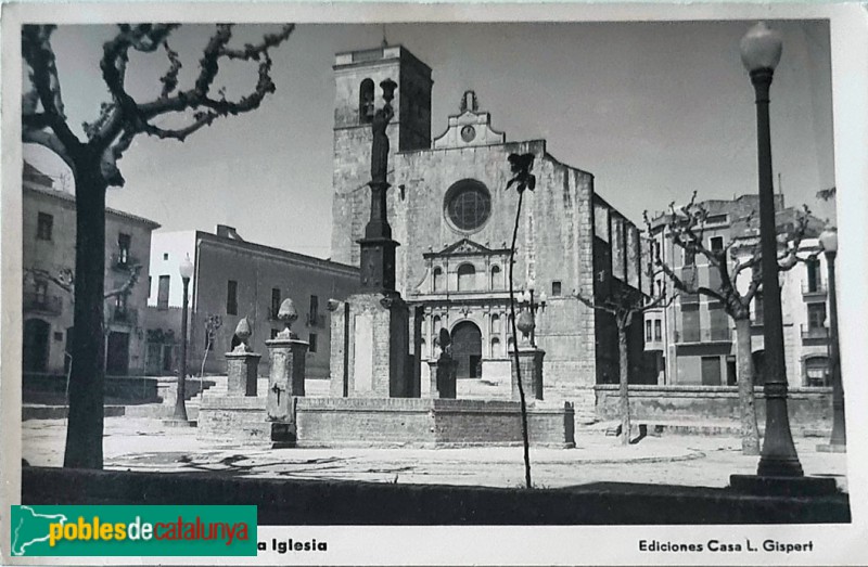 Riudoms - Església de Sant Jaume. Postal antiga