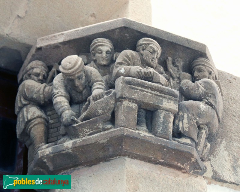 Sitges - Palau Maricel de Terra. Capitell de Pere Jou, amb autoretrat a l'extremdret