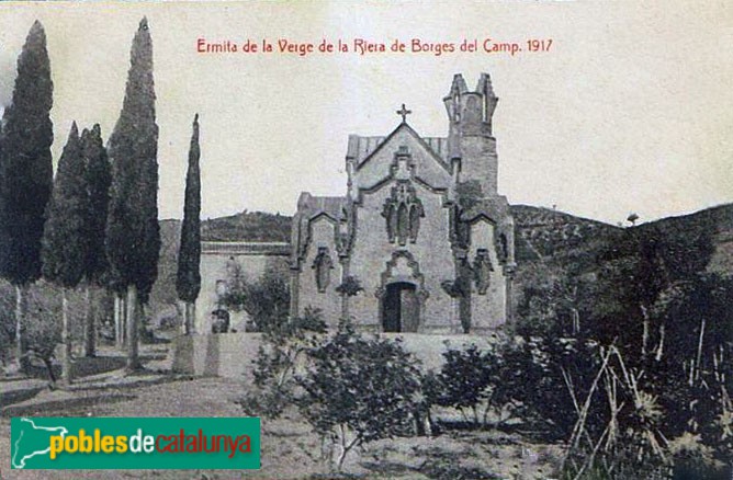 Les Borges del Camp - Santuari de la Mare de Déu de la Riera. Postal de 1917